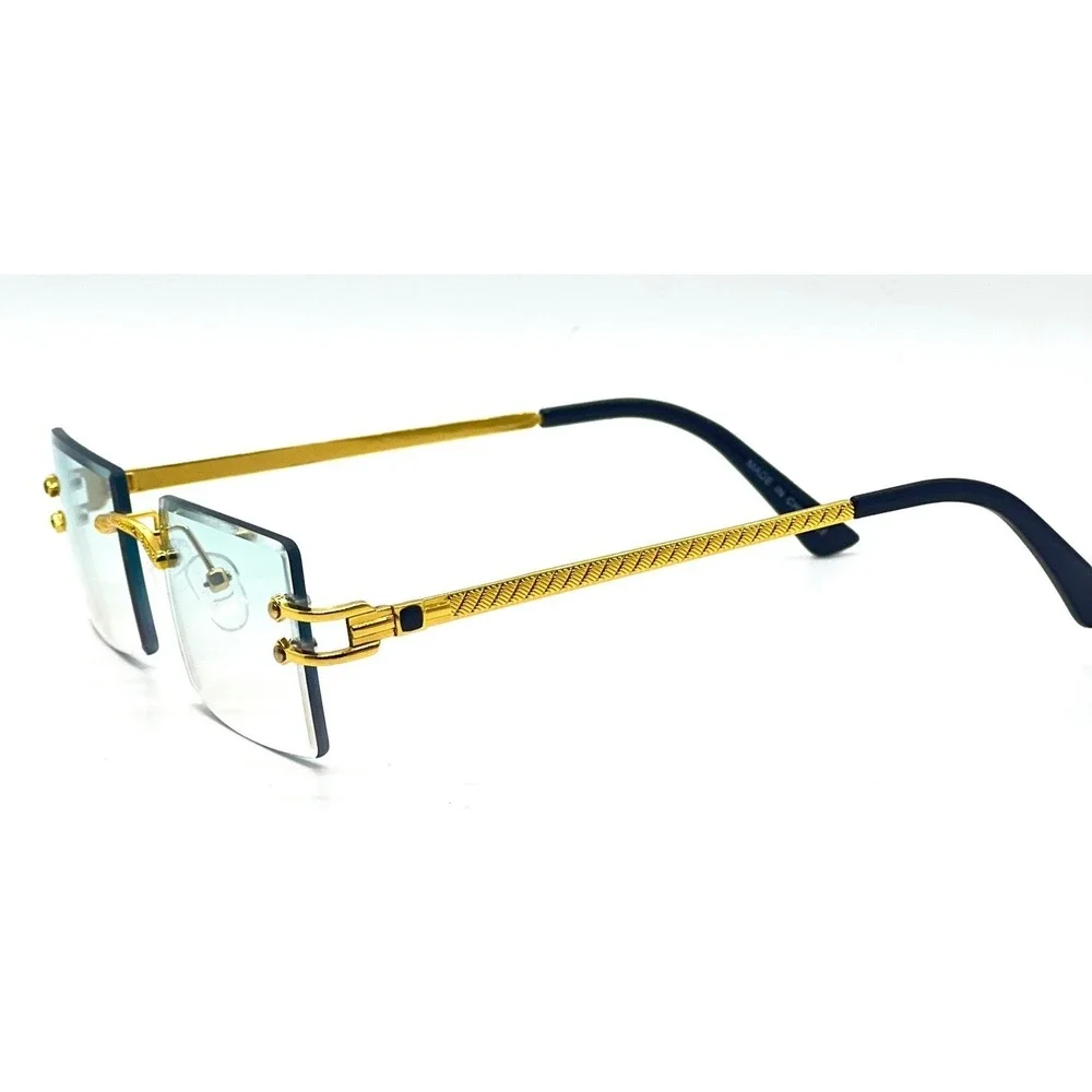 Gold Rimless Gradient Green Sunglasses for Women